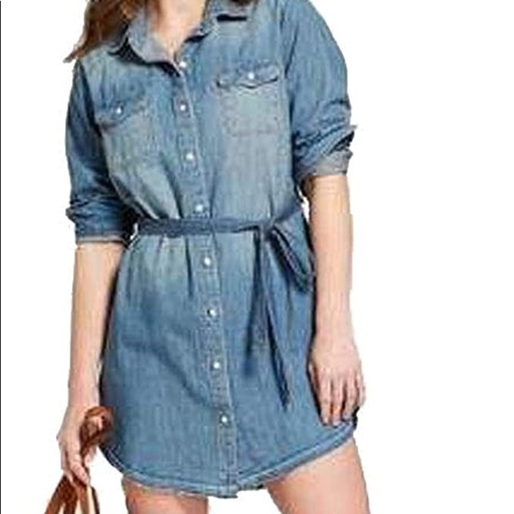 Denim button down dress
